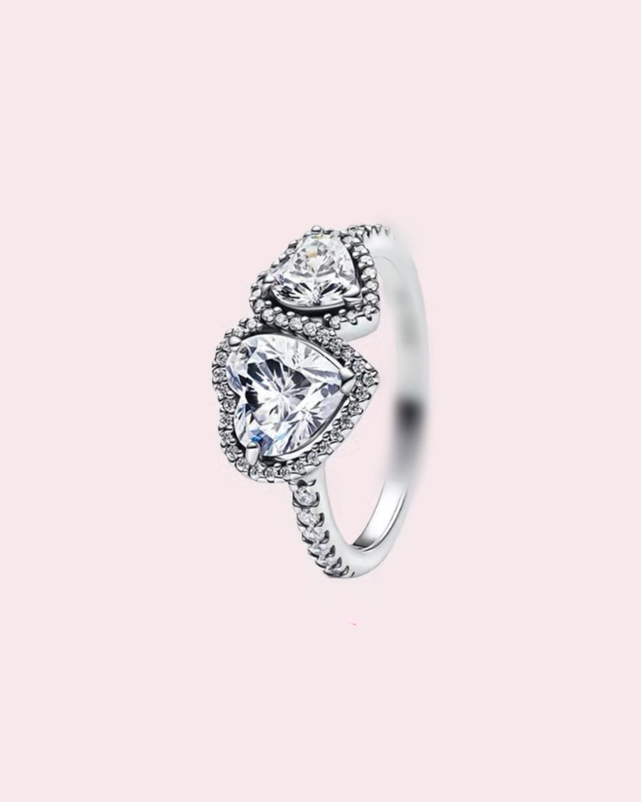 Silver Double Heart Shaped Ring