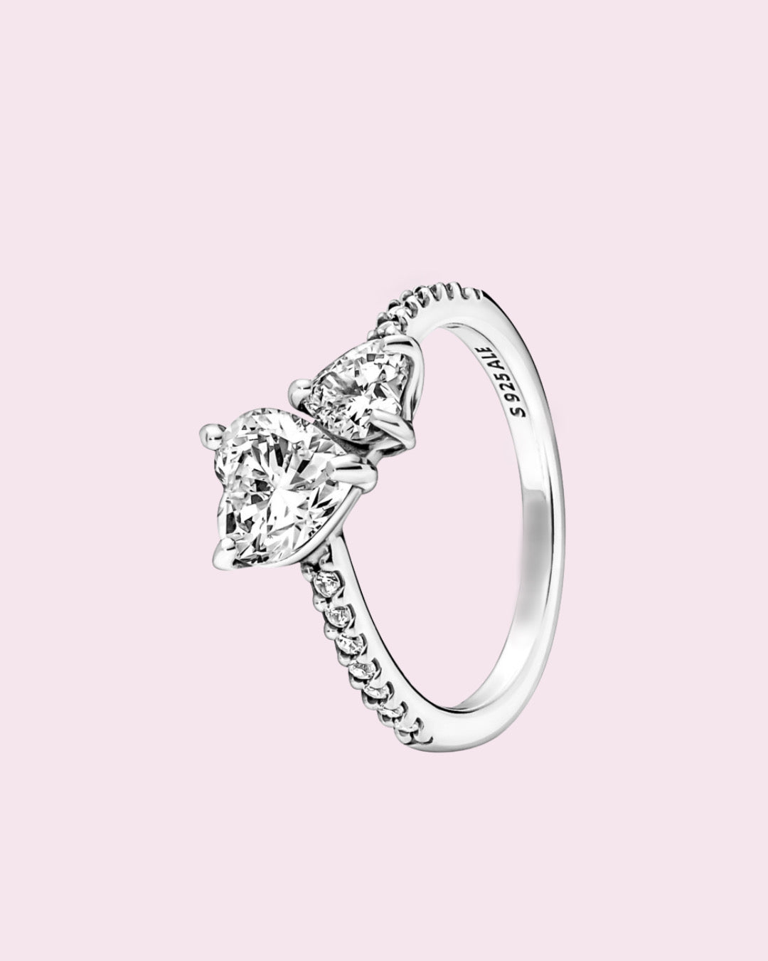 Silver Double Heart Shaped Ring